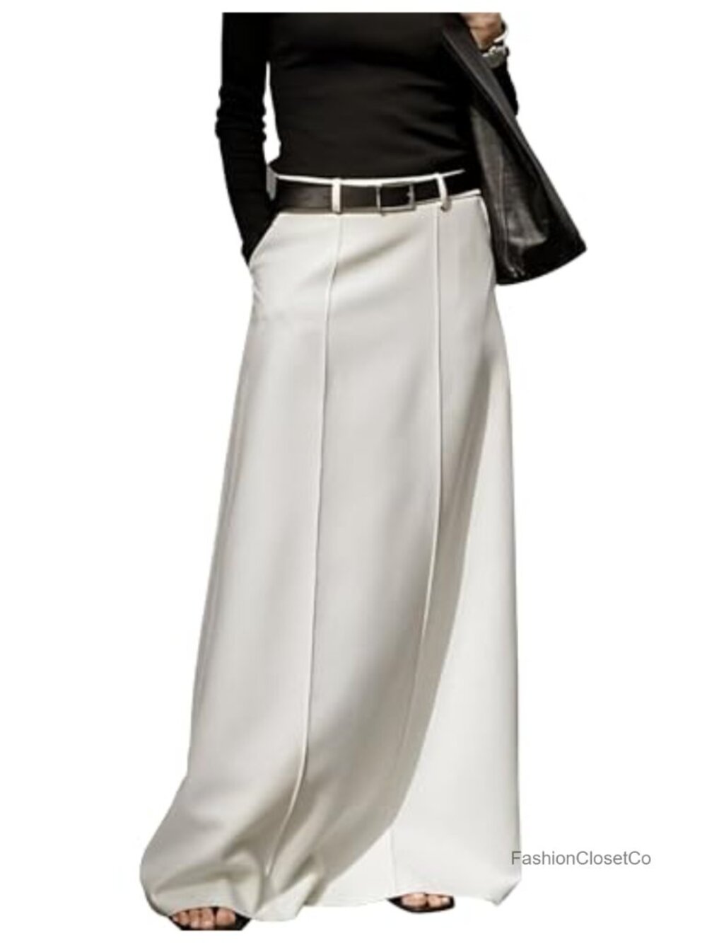 Women's Maxi Skirt High Waist H Line Straight Long Pencil Skirt with Pockets